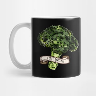 I Love Broccoli Vintage Broccoli Illustration Mug